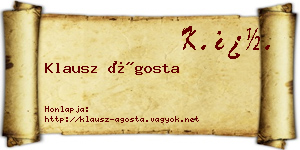 Klausz Ágosta névjegykártya